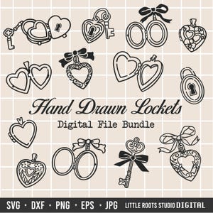 Hart medaillon Svg / medaillon Svg bundel / medaillon ketting / handgetekende Svg / huwelijksuitnodiging / medaillon illustratie / digitaal bestand / coquette