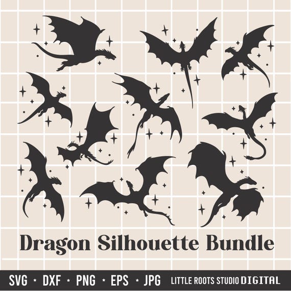 Dragon Svg Bundle / Fantasy Dragon Svg / Digital Download / Medieval Svg / Dragon Silhouette / Flying Dragon / Instant Download / Dragon Png