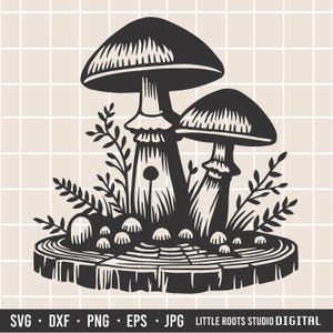 Champignon Svg / Svg champignon vénéneux / Svg champignons magiques / Téléchargement numérique / Rangée de champignons / Clipart champignons / Cricut / Sol forestier / Nature Svg