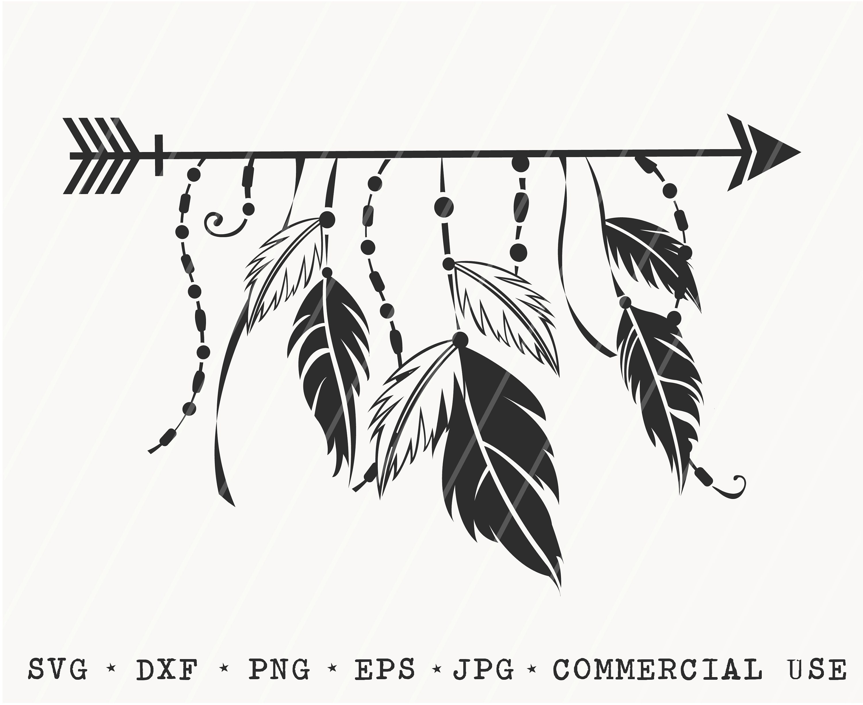 Boho Feathers SVG / Arrow SVG / Bohemian / Nature SVG / Cricut Etsy.