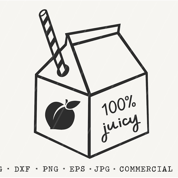Juicy SVG / 100% Juicy / Juicy Cut File / Juice Box / Digital Download / Cricut / Silhouette / Peach SVG / Clip Art