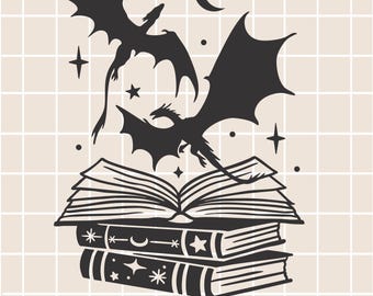 Drachen Buch SVG / Fantasy Drache / Digital Download / Fantasy Reader / Drachen Silhouette / Buchliebhaber / Sofort Download / Fantasy Buch