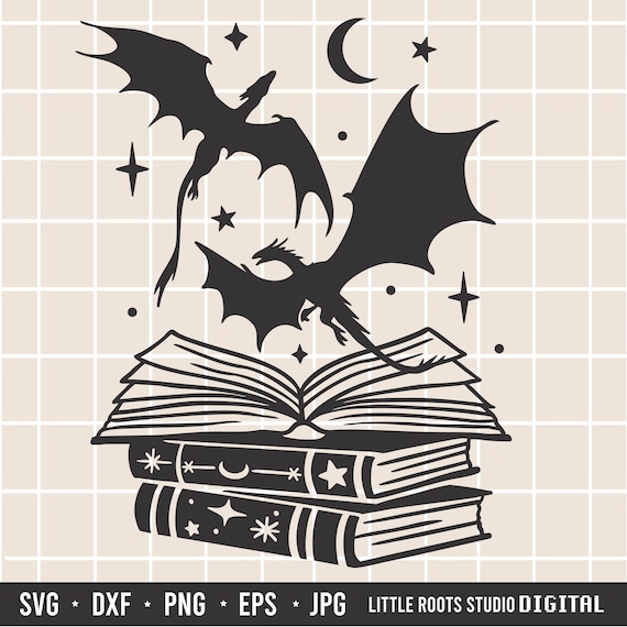 Dragon Book Svg / Fantasy Dragon Svg / Digital Download / Fantasy Reader / Dragon Silhouette / Book Lover / Instant Download / Fantasy Book