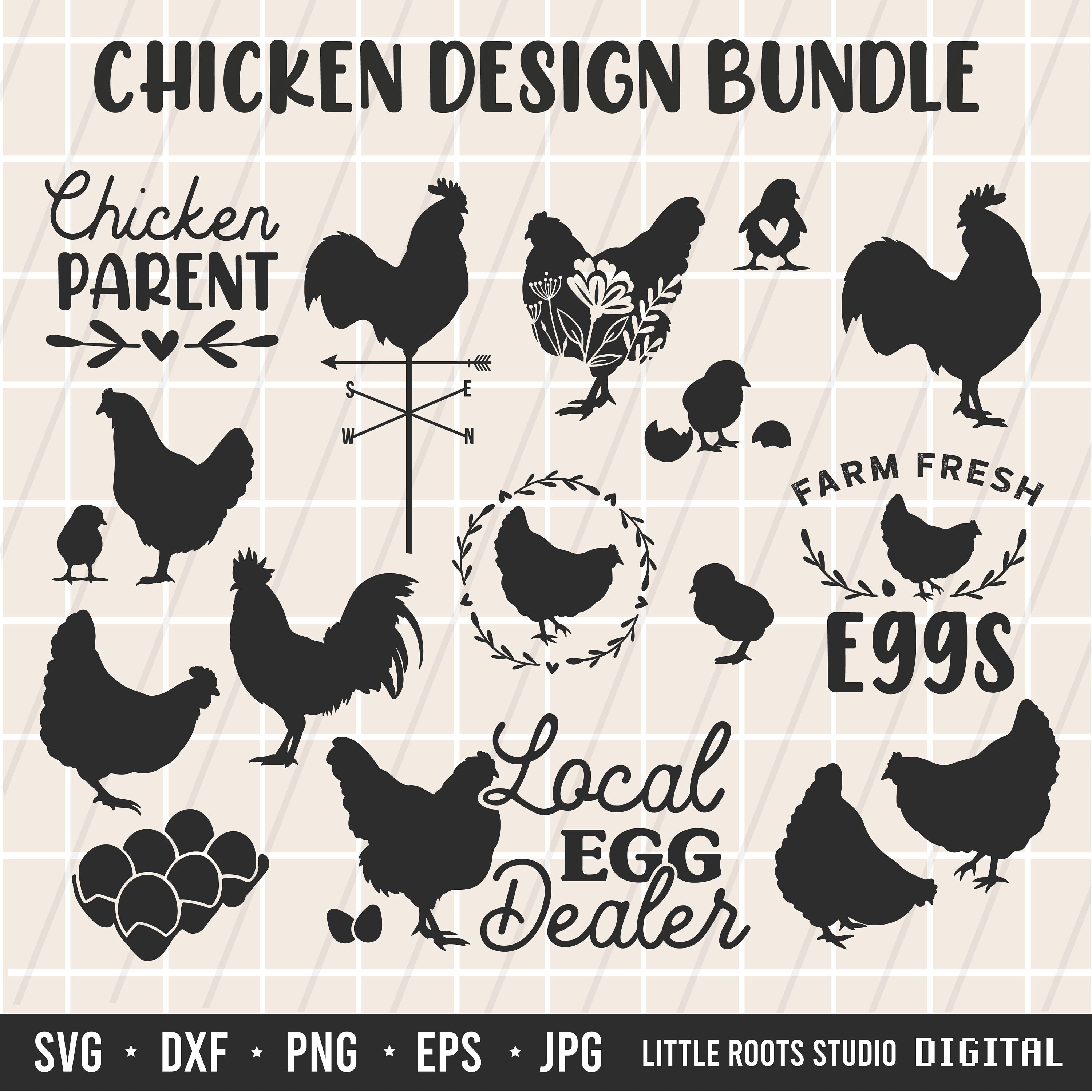 Chicken SVG Bundle: Farm & Egg Designs (digital Download) - Etsy UK