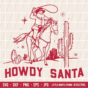 Cowboy Santa / Santa SVG / Western SVG / Cowboy SVG / Weihnachten Tshirt / Howdy Santa svg / Retro Santa svg / Santa Claus svg / Kaktus Wüste