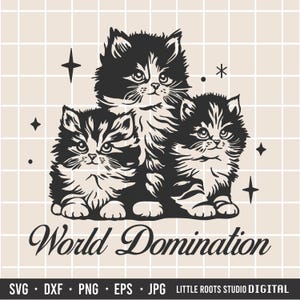 World Domination SVG / Lustige Katze Design / Katzenliebhaber Zitat / Süße Katze Design / Digitaler Download / Humorvolles Design / Süßes Tier Design / Verrückte Katzenlady