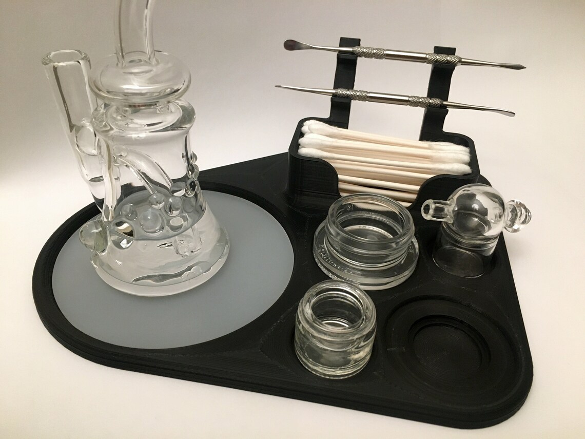 Rig Tray in Black Silicone padded dab station w/ double dab Etsy