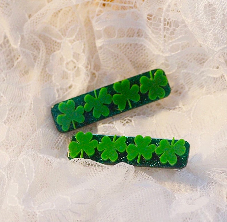 Patrick\u2019s Green Shamrock Lucky Charm Clover Hair Alligator Clip Easter Spring Summer Girls Toddler Baby Bow Gift St
