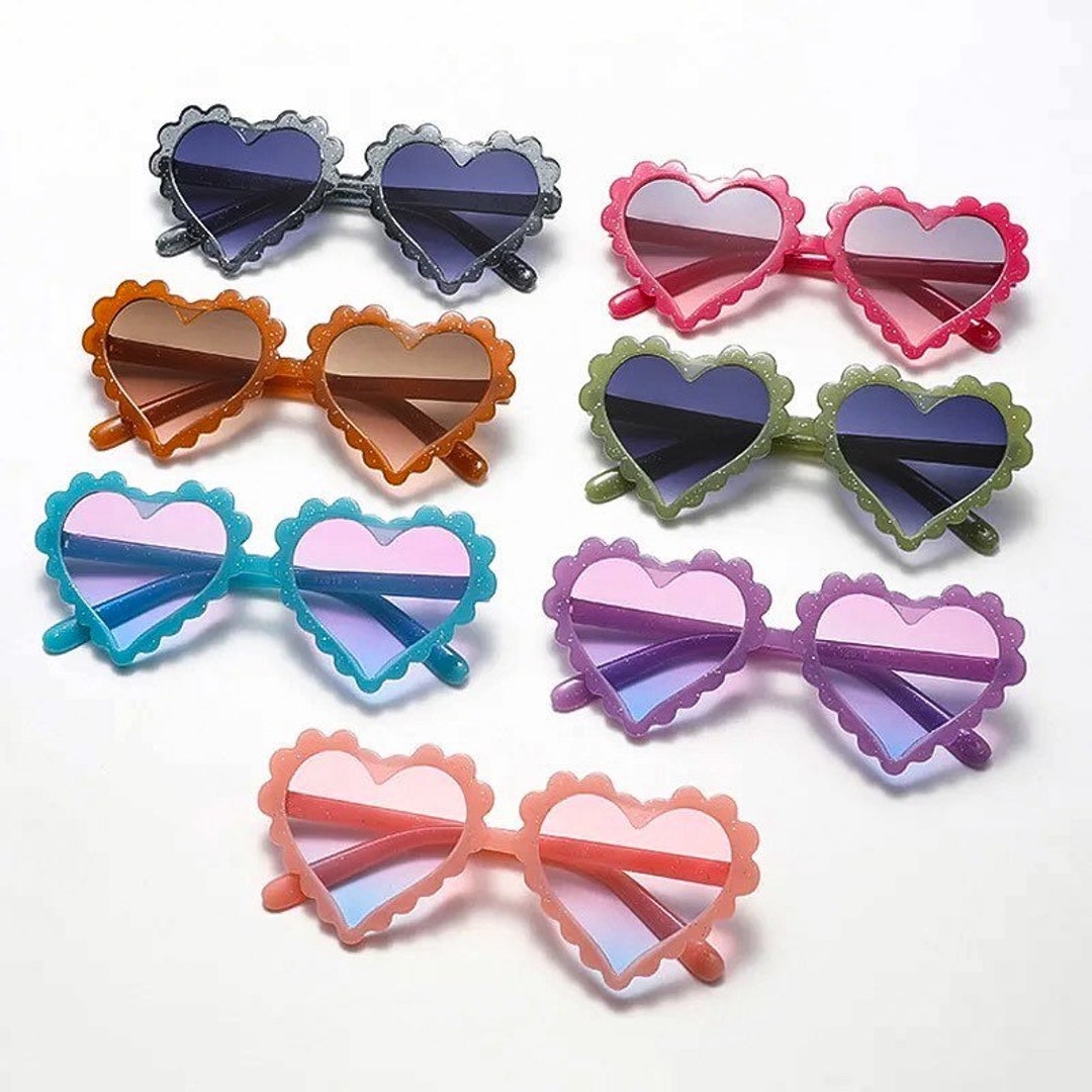 Kids Glitter Heart Sunglasses Love Sunnies Sparkly Shades Etsy