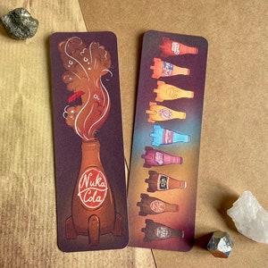 2pc Fallout Nuka Cola Inspired Bookmark Set || Fallout Nuka Cola Video Game Inspired Illustrated Pattern Bookmarks