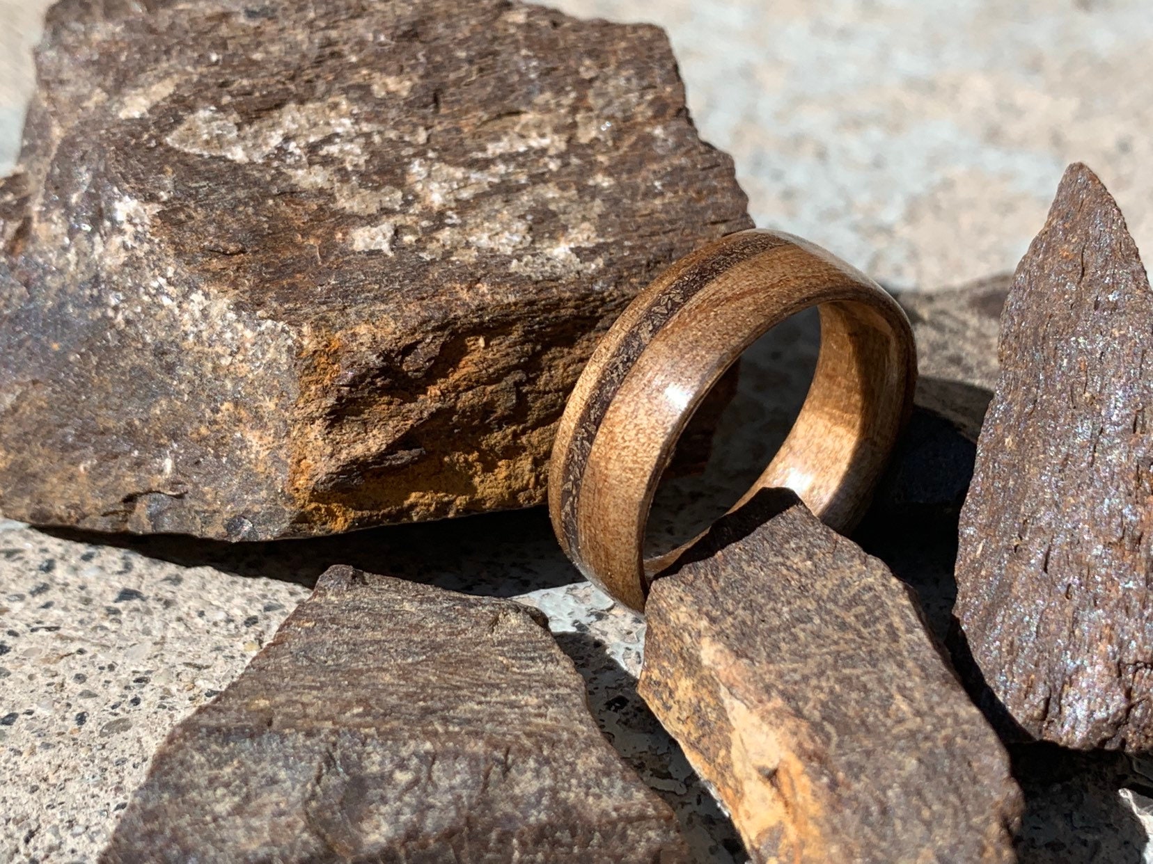 Dinosaur Bone and Fumed Aspen - Wood Ring - Etsy