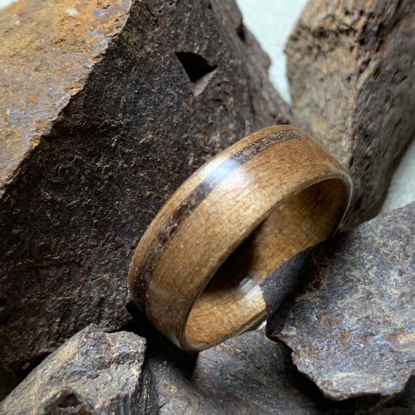 Dinosaur Bone and Fumed Aspen - Wood Ring