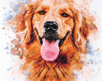 DIY cross stitch kit "Friend" Golden Retriever Dog Labrador Counted cross stitch full kit Needlework Starter Kit DIY cross stitch kit АН-113