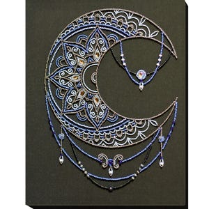 DIY Perlenstickerei Kit Mond Muster Handstickerei Beadwork Handarbeitsset Kit Perlen Sun und Moon Geschenk für Frau