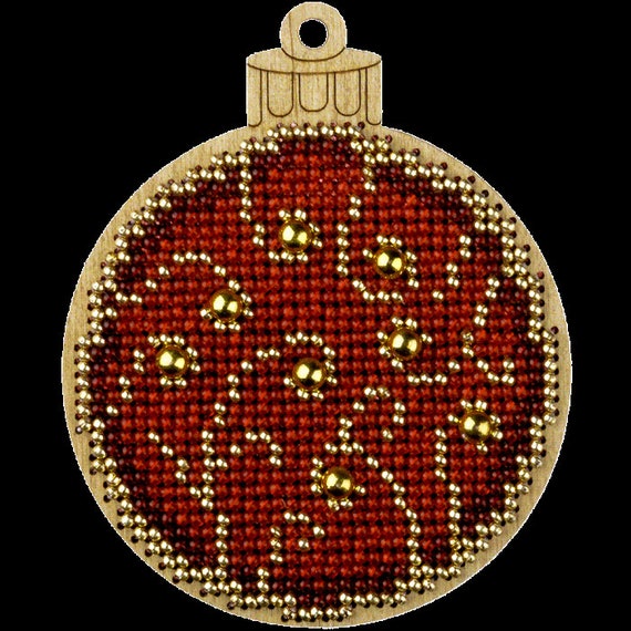 Set embroidery beads on wood Christmas tree toy Bead embroidery kit  beadwork Christmas New year Decor Hand embroidery beads DIY craft kit