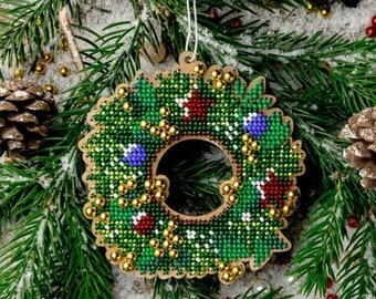 Set broderipärlor på trä julgransleksak pärlbroderikit pärlarbete jul nyårsdekor handbroderipärlor gör-det-själv-pysselkit
