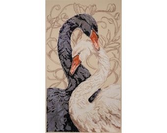 Kit Broderie Au Point De Croix Riolis "Cygnes Blancs" - Toile Aïda, Fils, Aiguille Inclus - Niveau Facile