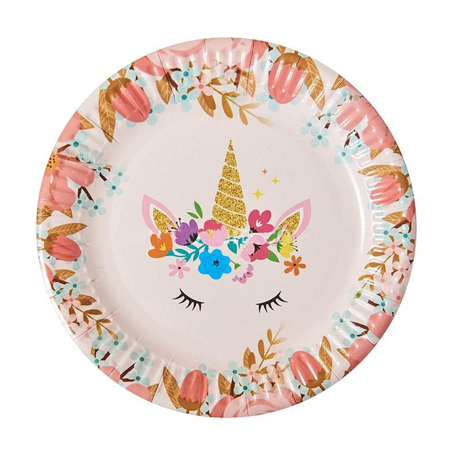 Unicorn Birthday Plates Set of 10 Birthday Party Unicorn Theme Etsy