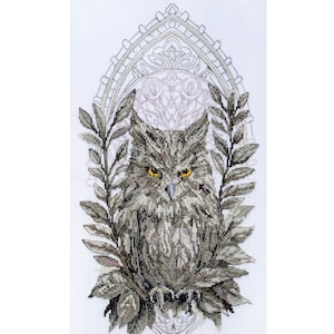 DIY Cross stitch kit  Diy craft kit Night bird Embroidery owl Gift for woman Hand embroidery Gifts for embroiderer Picture with owl
