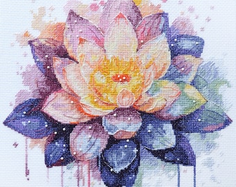 クロスステッチキット 輝く蓮、蓮の刺繍、花の刺繍 - Etsy 日本