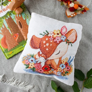 Kit Kissen Kreuzstich Stickerei Set Kissenhülle DIY Kissenbezug Kreuzstichpackung Handstickerei Kunst Freundschaft Handarbeit Set Nadelarbeit