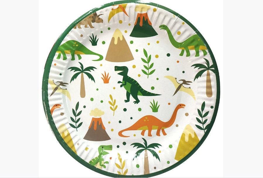 Dinosaur Party Plates Set of 10 Dinosaur Birthday Party Etsy