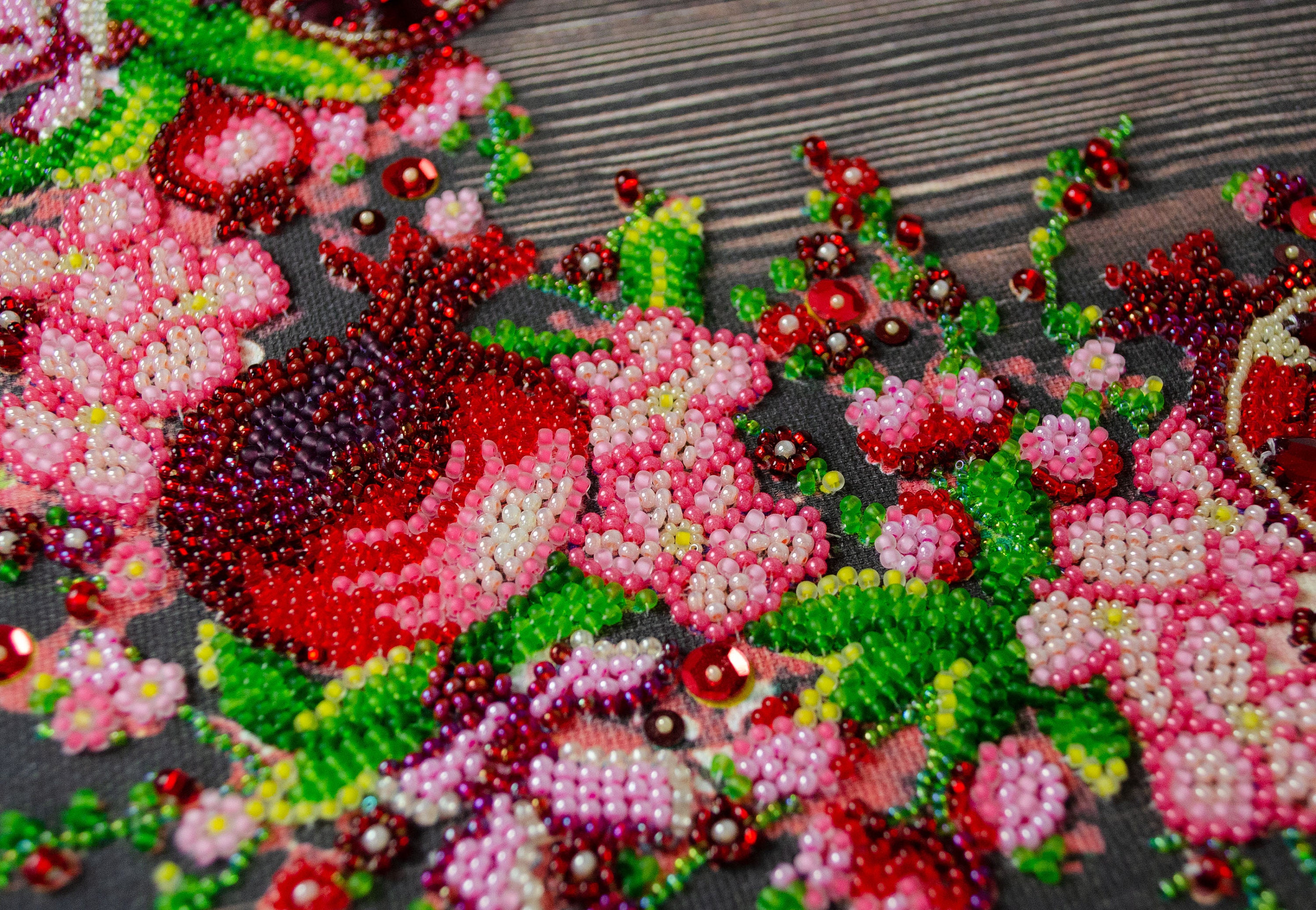 Kit Beadwork Red Pomegranates DIY Bead Embroidery Modern Beading Stitch ...