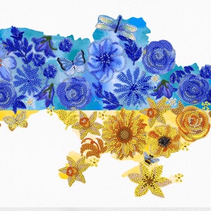 NEW Kit embroidery beadwork &quot;Map of Ukraine&quot; DIY Bead embroidery kit Patriotic diy craft kit Modern Embroidery Beading Stitch Handicraft kit