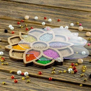 Organizzatore di perline con coperchio trasparente Contenitore in legno per perline Vassoio per perline Vassoio con coperchio Trasparente Portaoggetti per perline Porta perline Scatola per perline