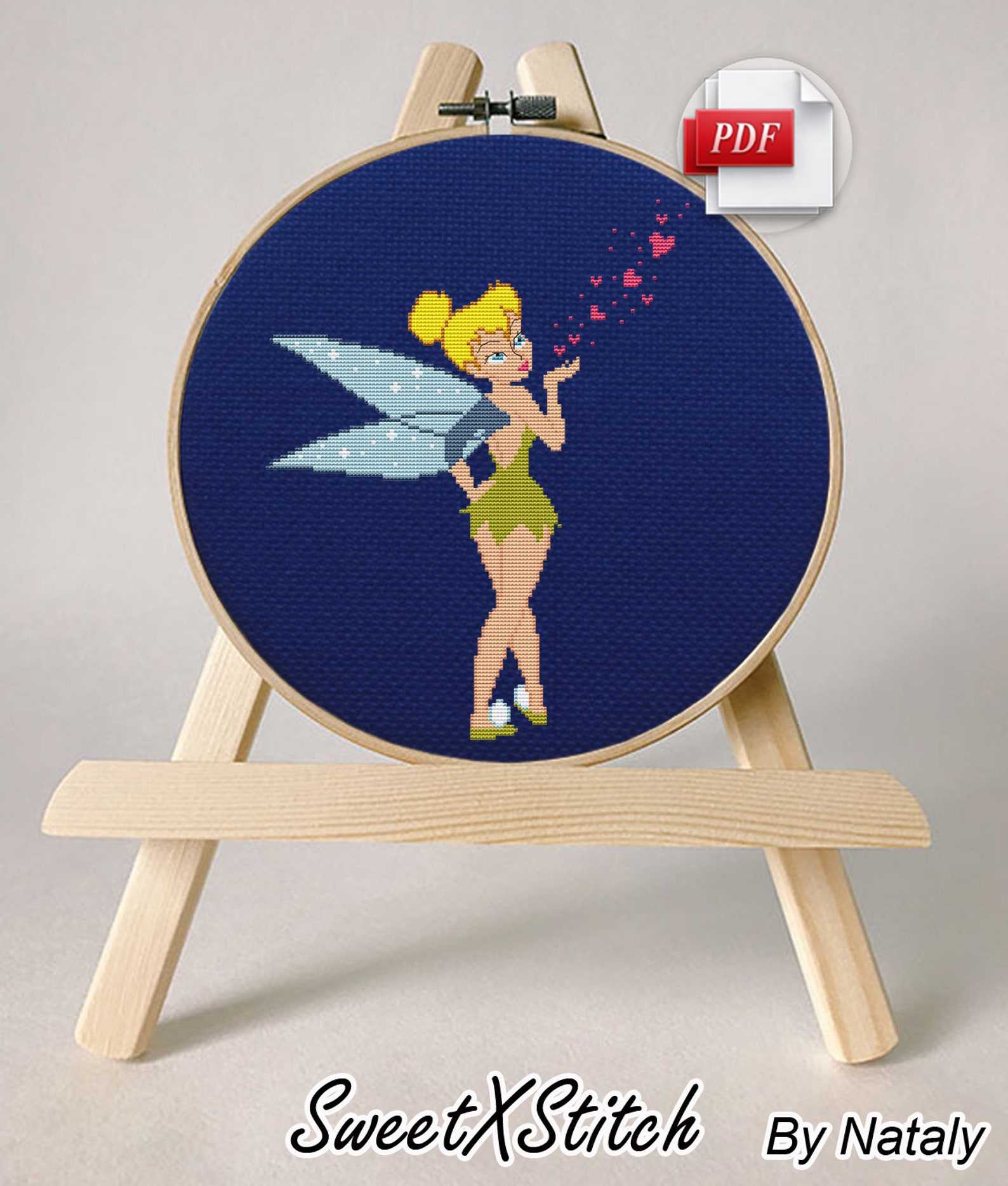 Tinkerbell cross stitch pattern pdf Peter Pan Disney fairies | Etsy