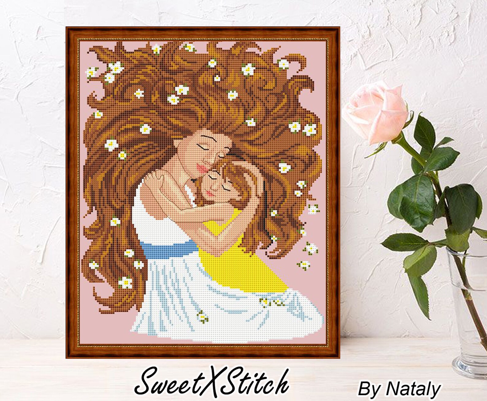 Mom and Daughter Cross Stitch Pattern Pdf Girl Cross Stitch Etsy