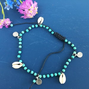 Turquoise Anklet With Cowrie Shell Boho Anklet Bohemian - Etsy