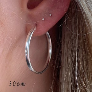 Grandes créoles de 3,0 mm d'épaisseur, Créoles épaisses, Boucles d'oreilles créoles, Créoles en argent et or 30 mm 40 mm 50 mm ou 60 mm, Créoles creuses épaisses et légères