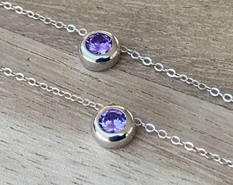 February (Amethyst) Birthstone with giftcard Purple february amethyst crystal necklace sterling silver, February birthstone  birthday gift