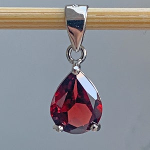 January (Garnet) Birthstone with giftcard Red january garnet crystal necklace sterling silver, january birthstone  birthday gift