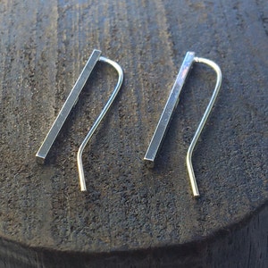 Silver Bar Ear Jackets - Bar Tube  Earrings - Long bar earring -Silver  plated Bar Earrings   - Geometric Earrings -Line Earrings