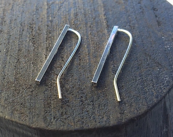Silver Bar Ear Jackets - Bar Tube  Earrings - Long bar earring -Silver  plated Bar Earrings   - Geometric Earrings -Line Earrings