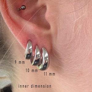 925 Sterling zilveren oorbel - Klassieke brede noedel - Ronde dikke oorbellen, 8-9 -10 -11 mm breed 4,5 mm Clicker-hoepel - Dikke creolenhoepel