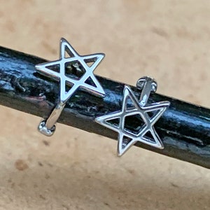 Star hoop earrings, 2nd hole earrings, Celestial earrings,  Cartilage hoop earrings, Helix hoop, small tragus earrings with star