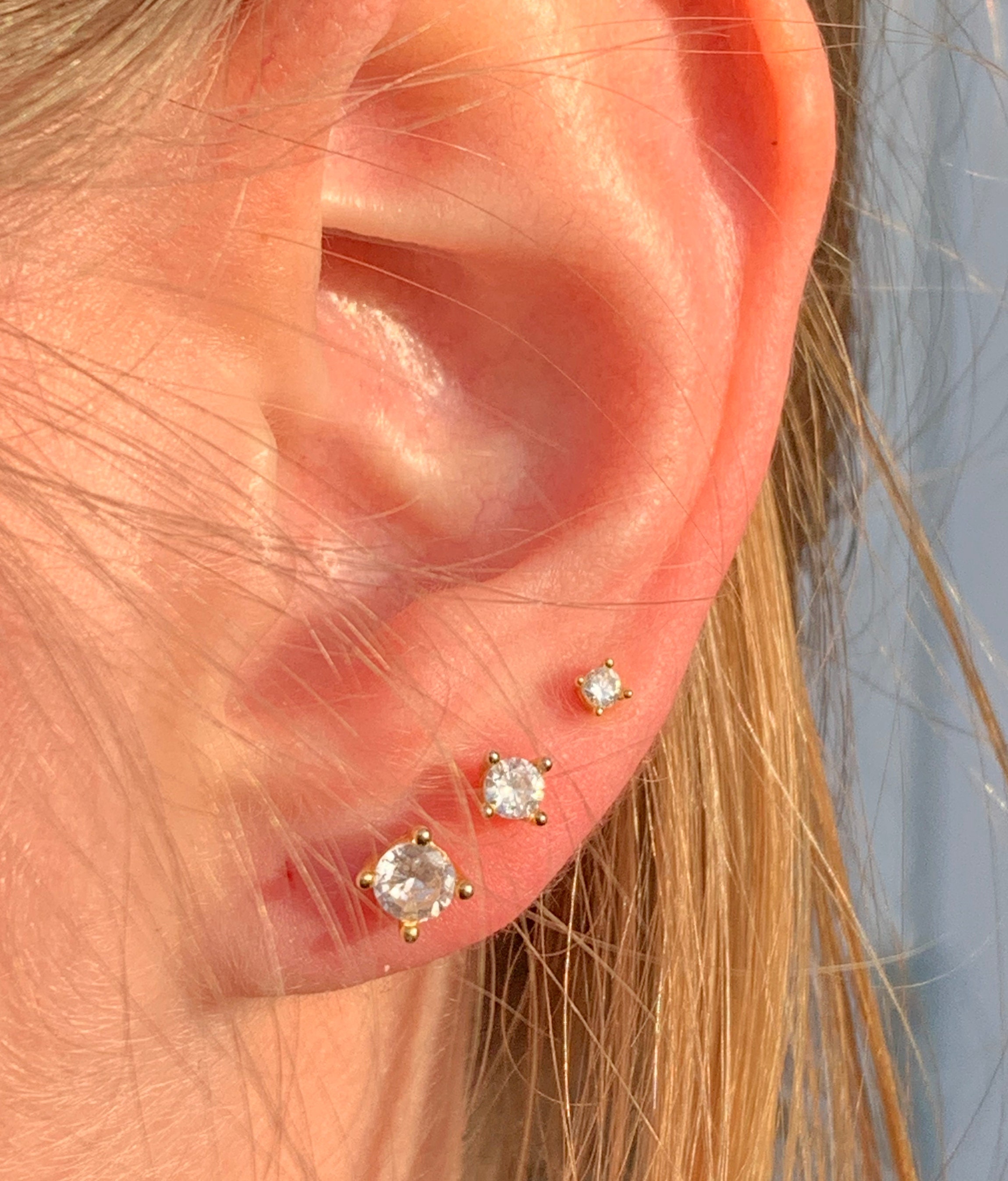 Cute earrings for 3 holes sale