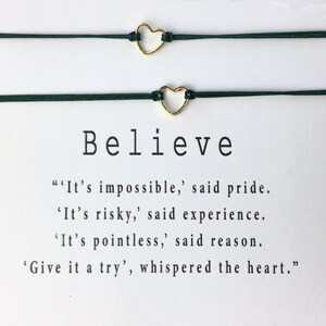 Braccialetto minimalista con piccolo cuore in oro, braccialetto dell'amicizia, braccialetto dei desideri, biglietto dei desideri, -minimalista -con biglietto regalo ispiratore