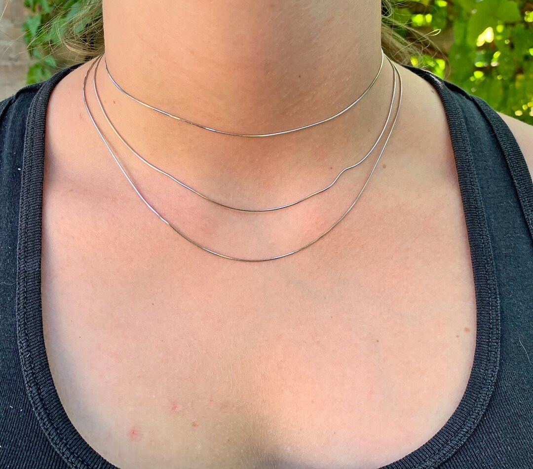 Sterling Silver Dainty Snake Chain Choker, Sterling Silver Choker