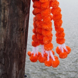 5 PC - 3 ft orange garlands, Día De Los Muertos/Halloween/Day of dead decoration, Mexican ofrenda Garlands, Indian Diwali/Wedding decoration