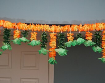 Naranja indio de 36 ", decoración de la puerta de guirnalda verde, decoración de flores de verano y otoño boho, bandhanwar de la puerta, Diwali / Ramadan Toran auspicioso / regalo