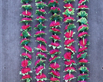 5 PC - 5 Feet Pink rose Garland with green leaves | Party, Wedding or Photo Prop Backdrop for Indian or American theme occasions decoration!