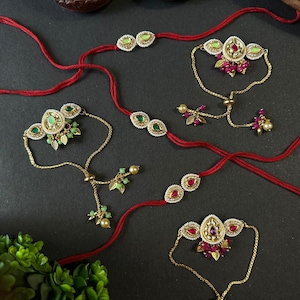 Raksha Bandhan bhaiya bhabhi rakhi set with kumkum chawal | Send rakhadi with good wishes & blessings to your brother direct, SHIPS FROM USA