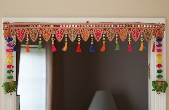 2 PC Handmade elephant multi-color garlands with bead work and tiny bell, bead work elephant gift/party decoration, elephant wall/door decor