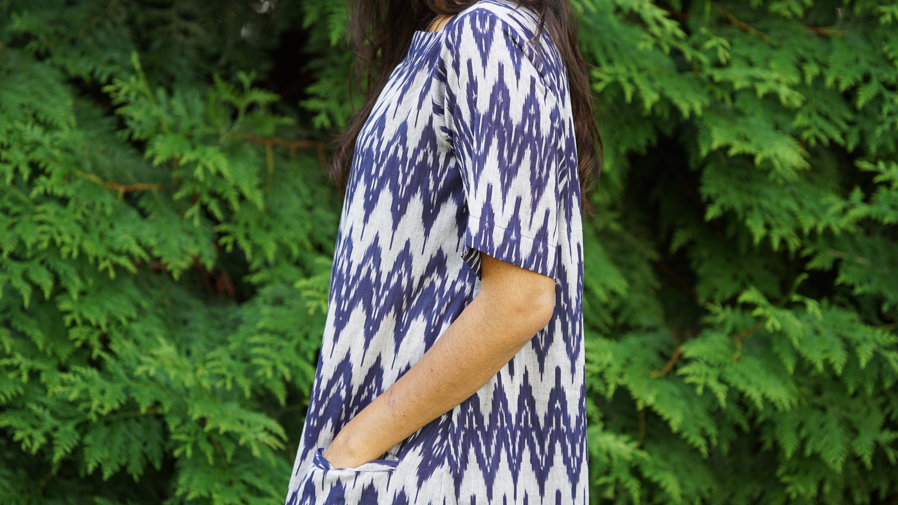 Yellow - Pochampally Ikat Cotton Shirt Midi Dress 03 main image 0