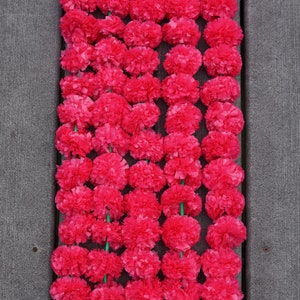 5 PC - 4.5 feet pink Marigold Garland | Party decoration, Wedding or Photo Prop Backdrop for Indian or American theme occasions decoration!
