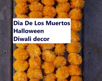 Marigold Garland – 4.5 ft Dia De Los Muertos, Halloween Decor